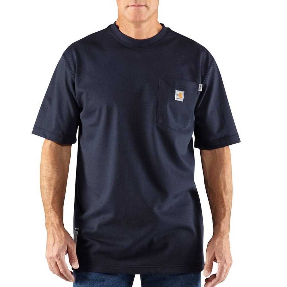 NWT Carhartt Men's Dark Navy Flame Resistant Dearborn Short Sleeve Tee